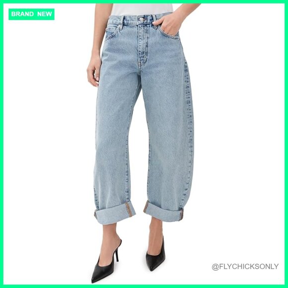 Denim - High Rise Barrel Leg Jeans, Non-Stretch Denim, 5-Pocket Styling